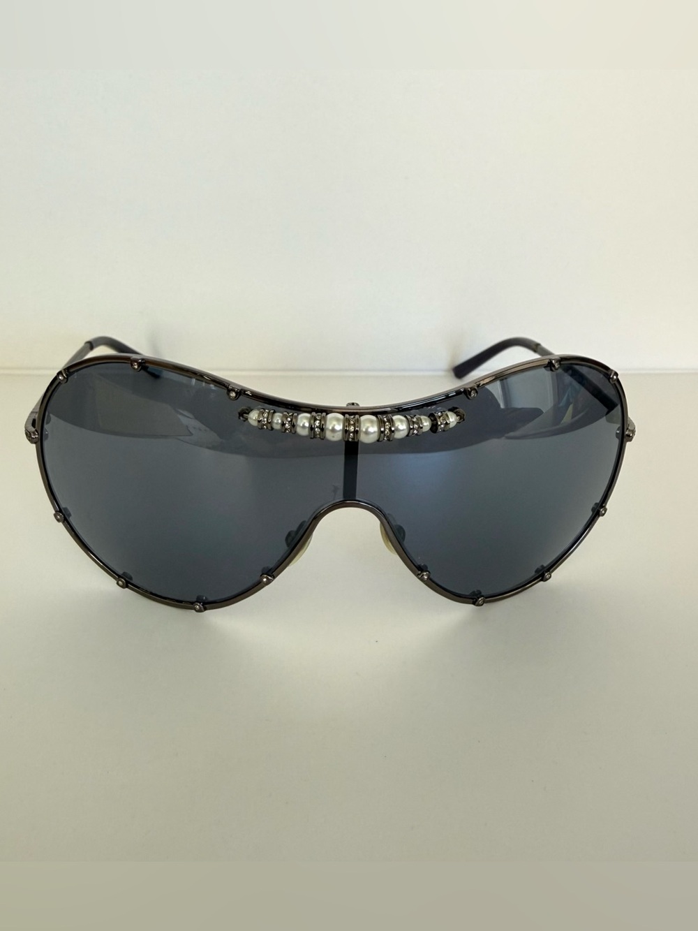 Valentino vintage women mask sunglasses with crystals and pears Authentic